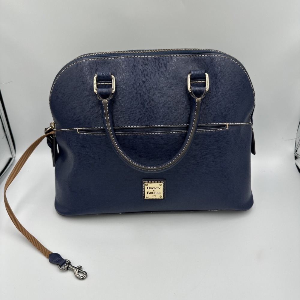 DOONEY & BOURKE R1564 MD CARTER BLUE LEATHER TAN WOMEN'S SHOPPER SATCHEL